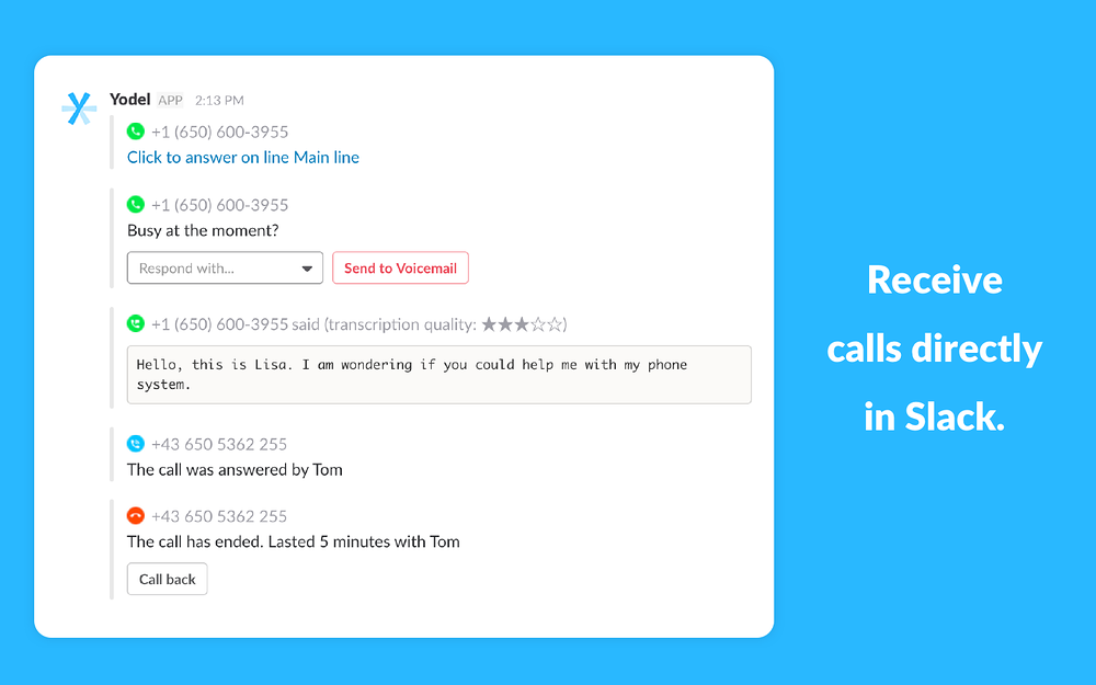 Yodel.io Phone System for Slack