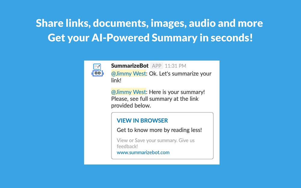 SummarizeBot for Slack