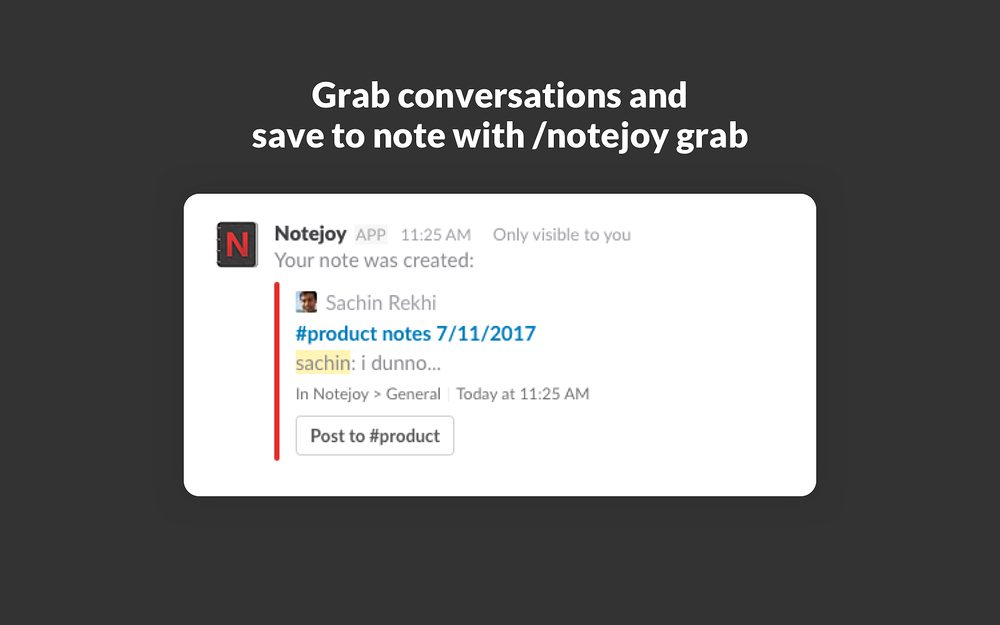 Notes by Notejoy for Slack