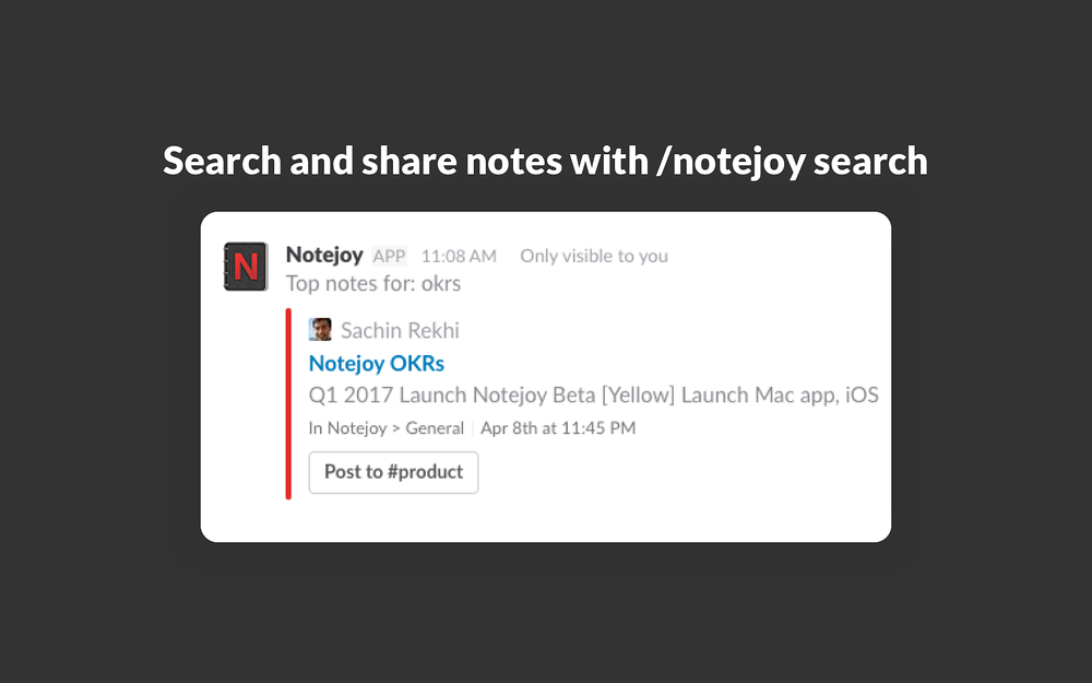 Notes by Notejoy for Slack