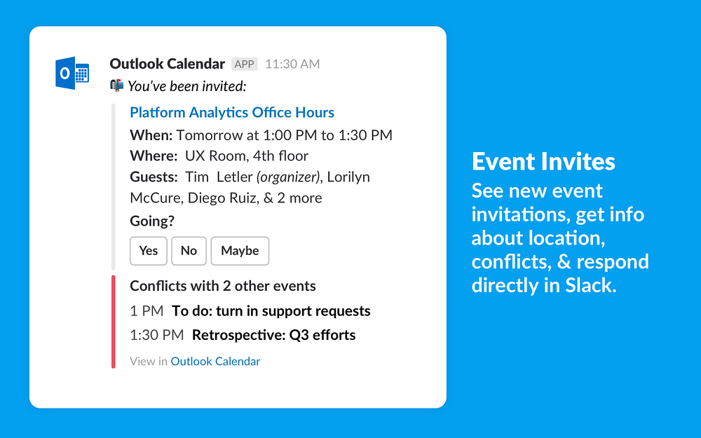 Outlook Calendar for Slack