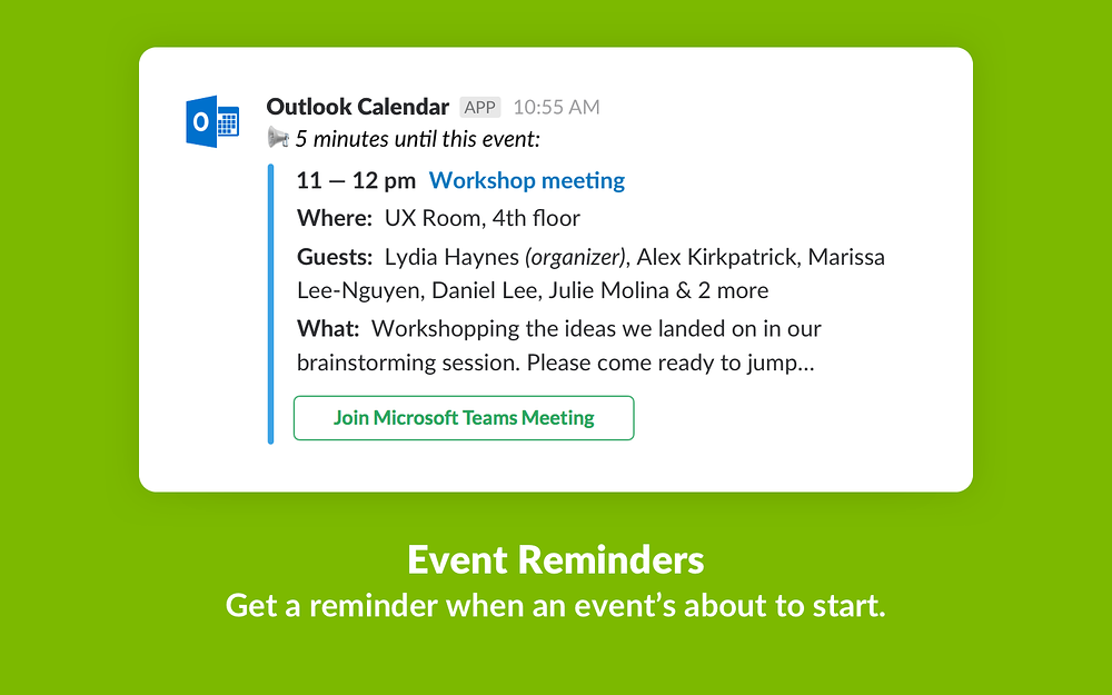 Outlook Calendar for Slack