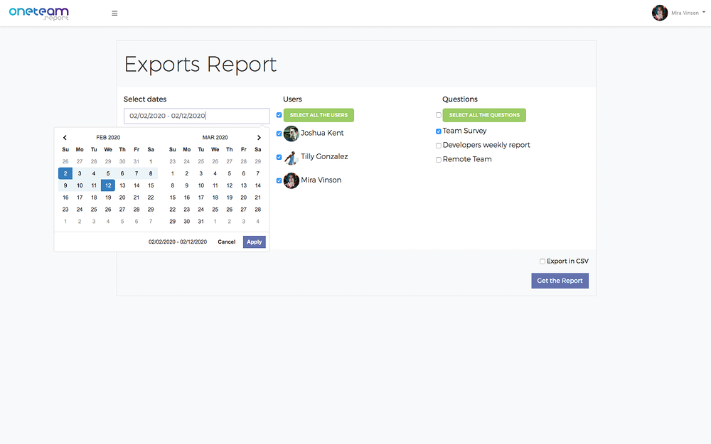 One Team Report for Slack