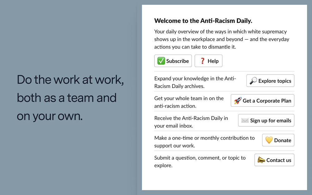 Anti-Racism Daily for Slack