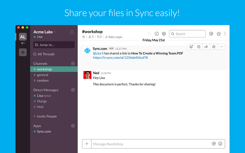 Sync.com for Slack