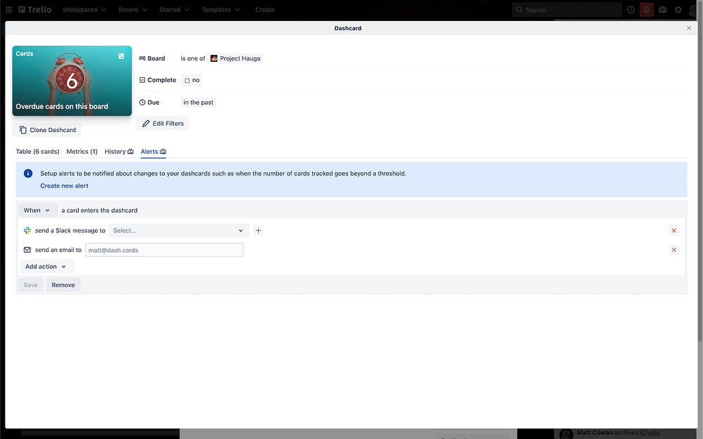 Trello Dashcards for Slack