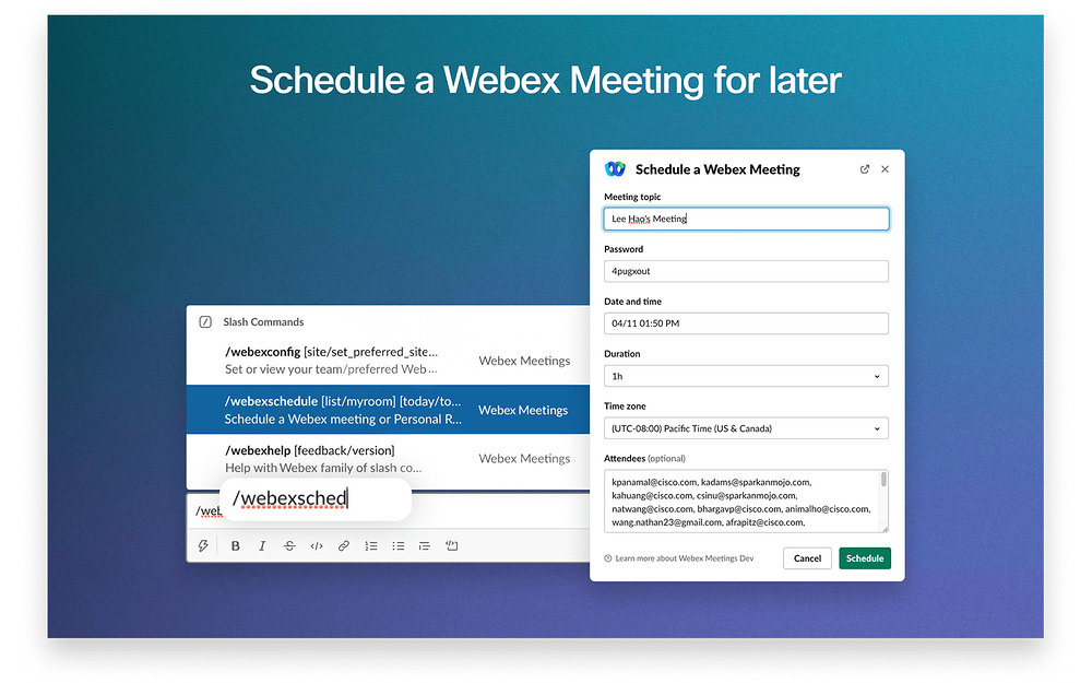 Webex Meetings for Slack