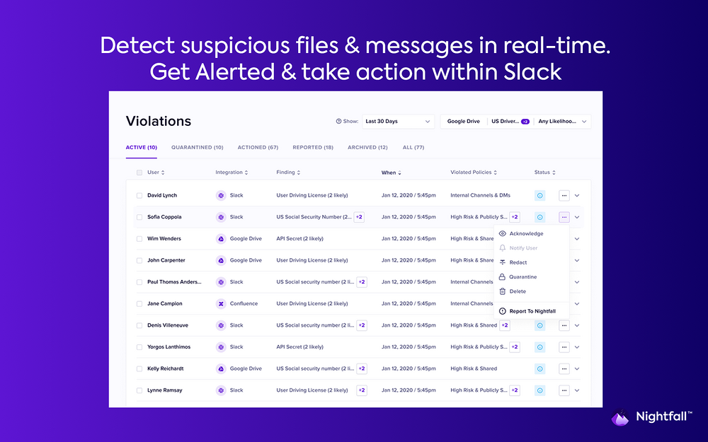 Nightfall Pro DLP for Slack for Slack