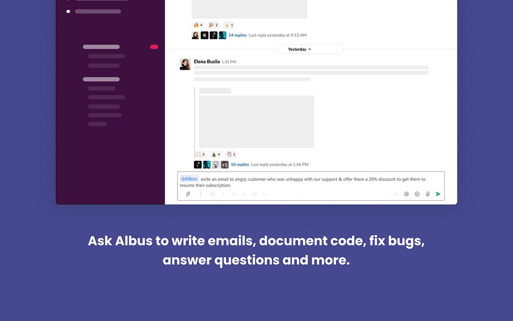 Albus ChatGPT powered AI teammate for Slack