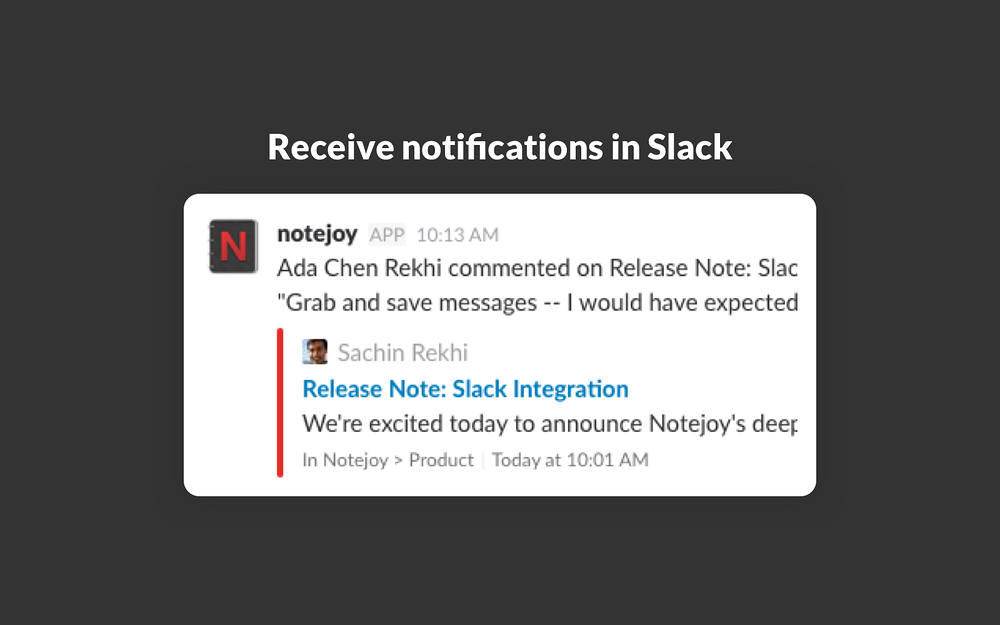 Notes by Notejoy for Slack
