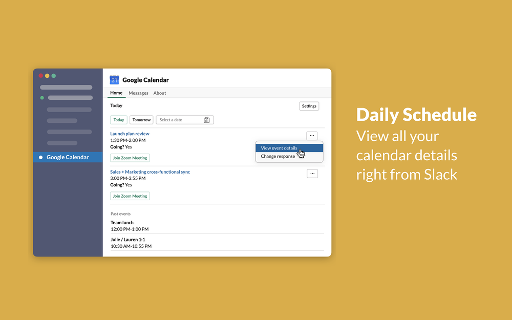 Google Calendar for Slack