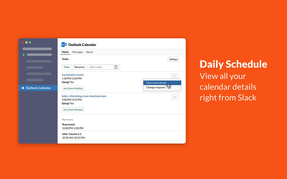 Outlook Calendar for Slack