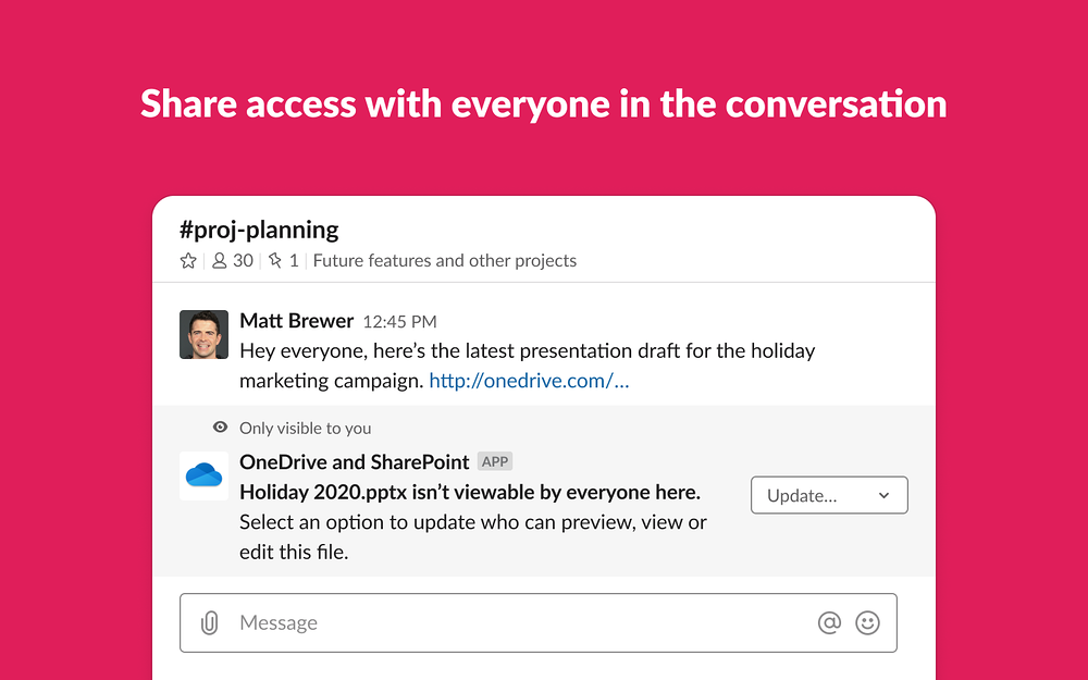 OneDrive and SharePoint for Slack