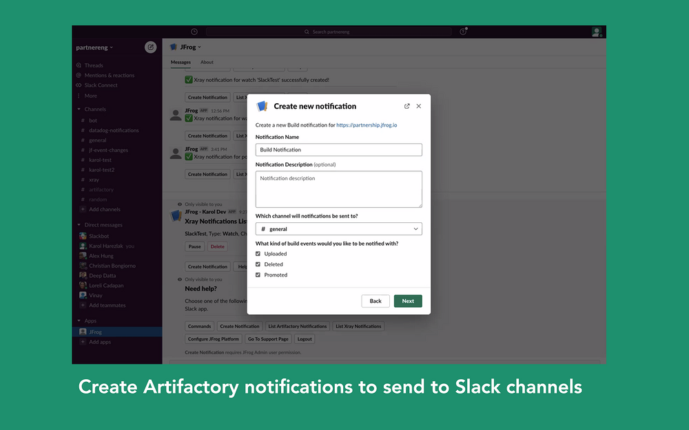 JFrog Artifactory and Xray for Slack